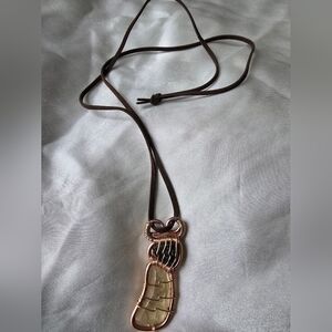 Moldavite Libyan Desert Glass Copper Wrapped Tektite Necklace